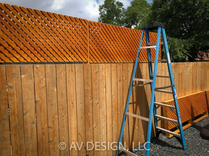 Cedar privacy fence with a lattice top